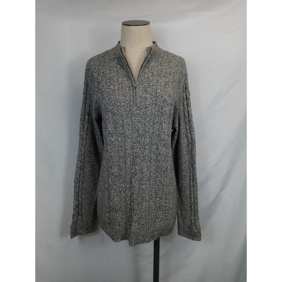 Kim Rodgers Top Size L – Gray Heathered V-Neck Long Sleeve Textured Knit Blouse - Picture 1 of 8